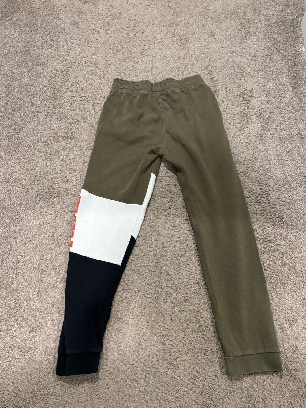 Nike Youth Olive Green Colorblock Jogger Bottoms Size XL - Picture 3 of 3